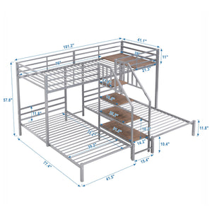 Metal Bunk Bed With Storage Shelves Staircase