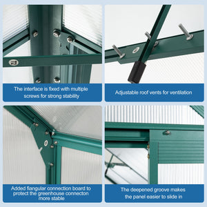 Polycarbonate house Raised Base And Anchor Aluminum Heavy Duty Walk-In houses For Outdoor Backyard In All Season