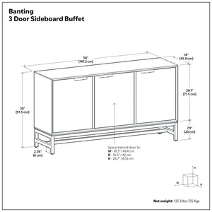 Banting - 3 Door Sideboard Buffet With Adjustable Shelves - Natural Walnut