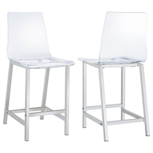 Counter Height Stools With Curved Back Design (Set of 2) - Clear