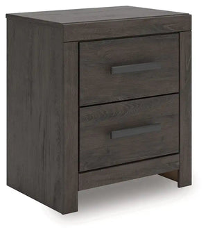 Prendonea - Two Drawer Night Stand - Charcoal - Best Buy Furniture