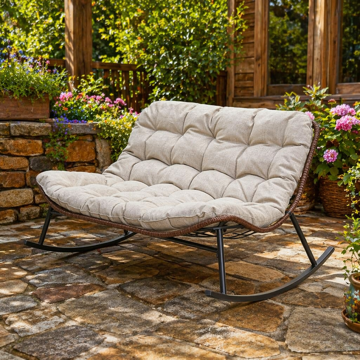 Double Wide Rocking Papasan Chair