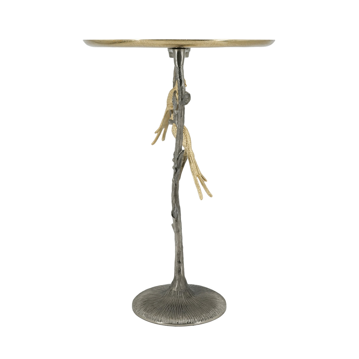 16x16x24" Metal Dual Bird Side Table with Round Tray