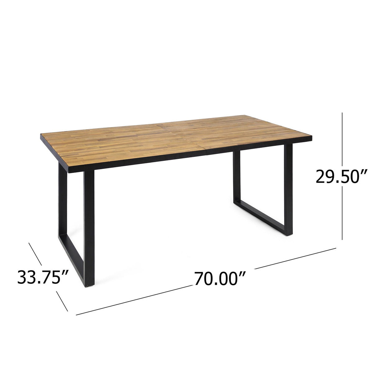 Outdoor Dining Table With U Shape Legs And Slat Top Table - Teak - Best Buy Furniture