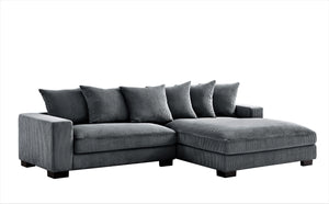Luxe Oversized Two-Piece Right Facing Sectional Couches for Living Room, 102.4-Inch L Shaped Sofa with Chaise, Upholstered with Corduroy Fabric, Dark