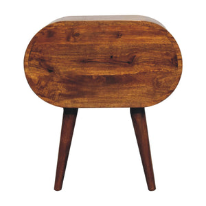 Solid Wood Large Chestnut Circular Bedside Table