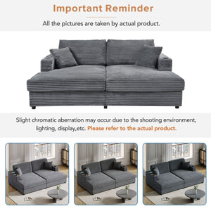 Oversized Loveseat Chaise With 2 USB Ports, 2 Cup Holders And 2 Throw Pillows