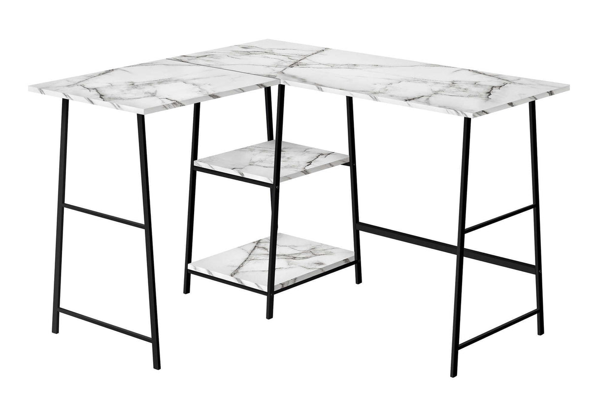 Computer Desk, Home Office, Corner, Storage Shelves, L Shape, Work, Laptop, Marble Look Laminate, Contemporary, Modern - Best Buy Furniture