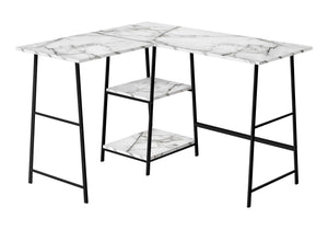 Computer Desk, Home Office, Corner, Storage Shelves, L Shape, Work, Laptop, Marble Look Laminate, Contemporary, Modern - Best Buy Furniture