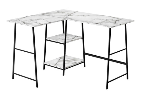 Computer Desk, Home Office, Corner, Storage Shelves, L Shape, Work, Laptop, Marble Look Laminate, Contemporary, Modern - Best Buy Furniture