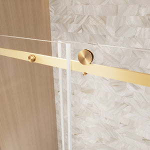 Frameless Single Sliding Shower Door With Handle And Square Tube Track