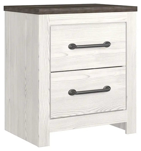 Gerridan - Two Drawer Night Stand - White / Gray - Best Buy Furniture