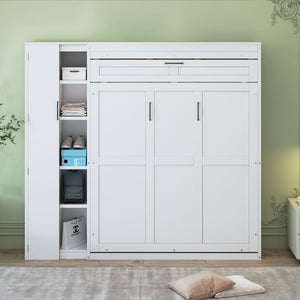 Murphy Wall Bed With Shelves, Wardrobe And LED Lights