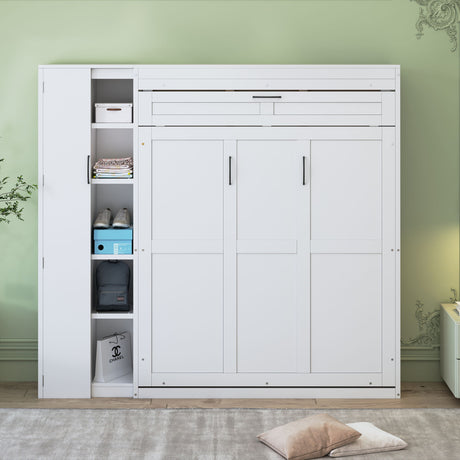 Murphy Wall Bed With Shelves, Wardrobe And LED Lights