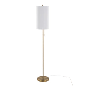 Bounty 62' Contemporary Metal Floor Lamp in Gold with White Linen Shade