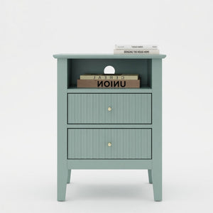 Fluted Nightstand With 2 Drawers