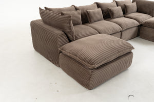 129.8" Width Cloud Couch Oversized Modular Sectional Sofa