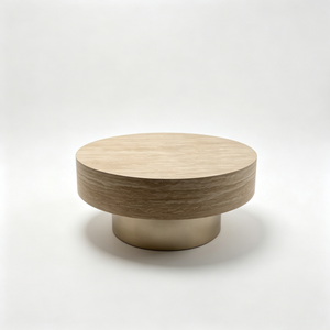 31.88 Inch Round Travertine Coffee Table