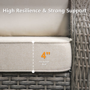 73.6" PE Wicker Rattan Outdoor Furniture Set - 3 Seat Sofa