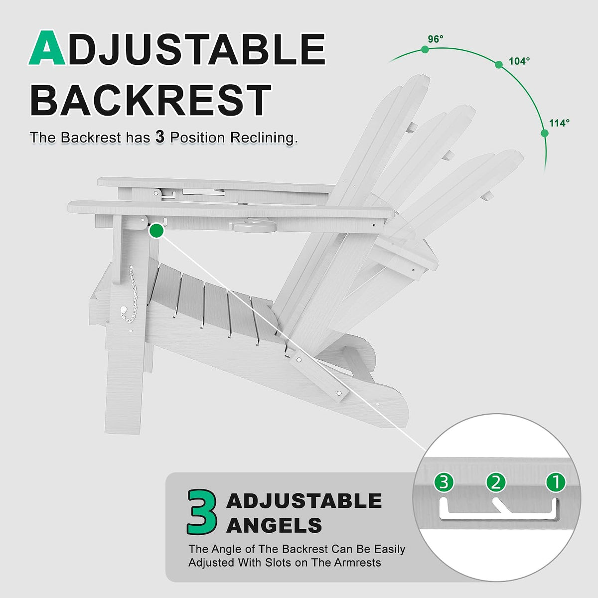 Adjustable HDPE Adirondack Chair with Customizable Comfort - Multiple Colors