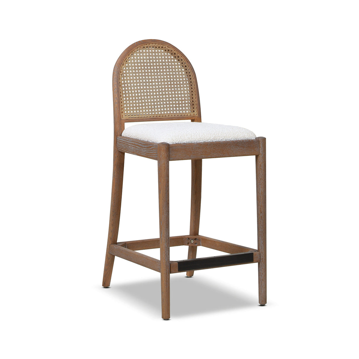 Arlin Upholstered Stool with Curved Back and Footrest - Set of 2