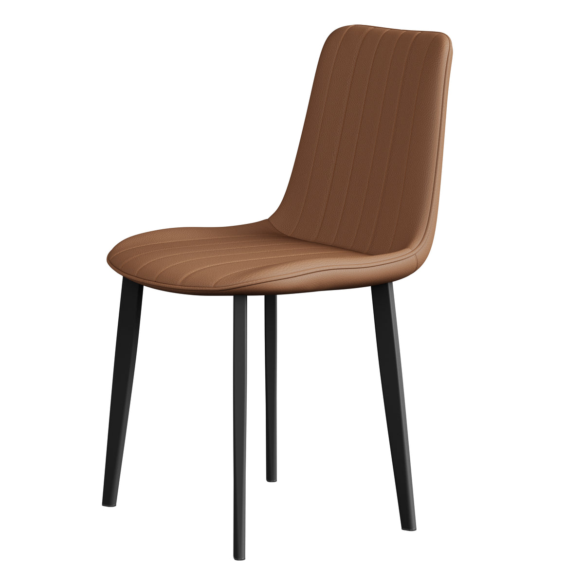 Brown PU Leather Dining Chair with Metal Legs - Set of 4