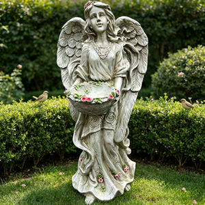 24.80" High Angel Figurine with Flower Basket