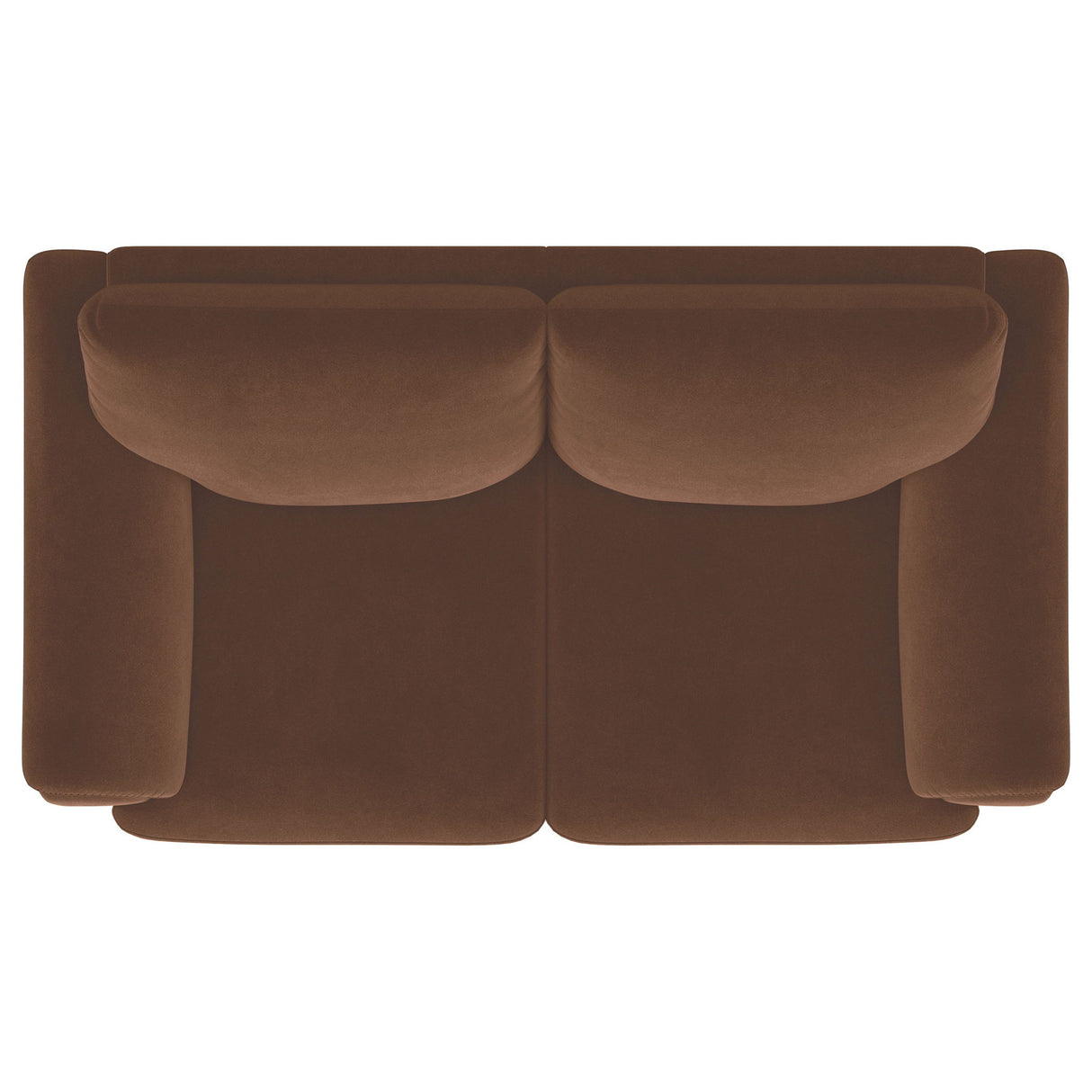 Dania - Upholstered Crescent Loveseat With Curved Tufted Arms - Rust