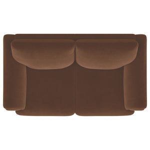 Dania - Upholstered Crescent Loveseat With Curved Tufted Arms - Rust