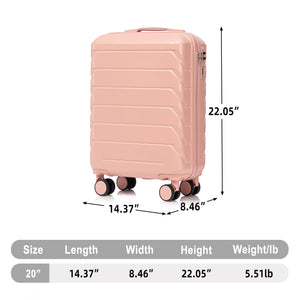 20 Inch ABS Hard Shell Travel Checked Luggage - Pink