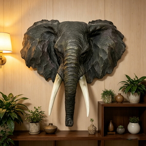 15.75" Wide Realistic Elephant Head Wall Sculpture