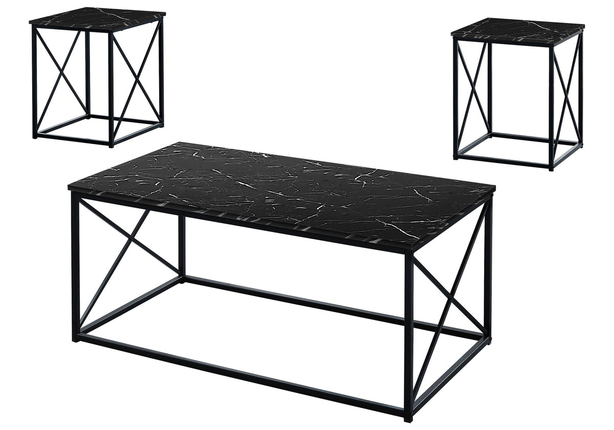 Table Set, Coffee, End, Side, Accent, Living Room, Marble Look Laminate, Contemporary & Modern (Set of 3) - Best Buy Furniture