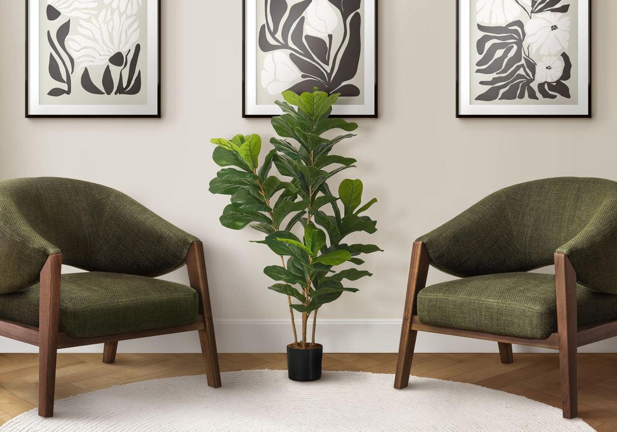 41" Tall, Artificial Plant, Fiddle Tree, Indoor, Faux, Fake, Floor, Greenery, Potted, Real Touch, Decorative - Green / Black - Best Buy Furniture