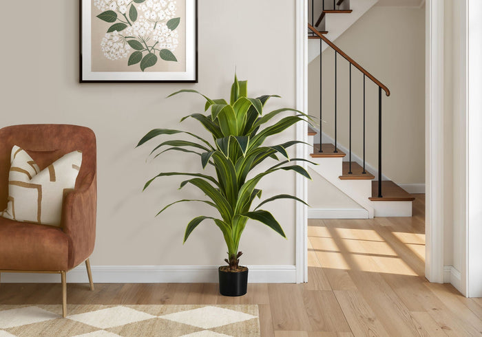 47" Tall, Artificial Plant, Dracaena Tree, Indoor, Faux, Fake, Floor, Greenery, Potted, Real Touch, Decorative - Green / Black - Best Buy Furniture