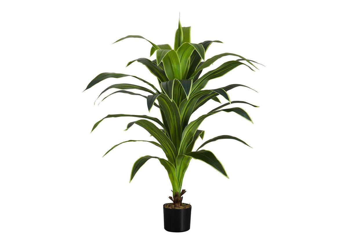 47" Tall, Artificial Plant, Dracaena Tree, Indoor, Faux, Fake, Floor, Greenery, Potted, Real Touch, Decorative - Green / Black - Best Buy Furniture
