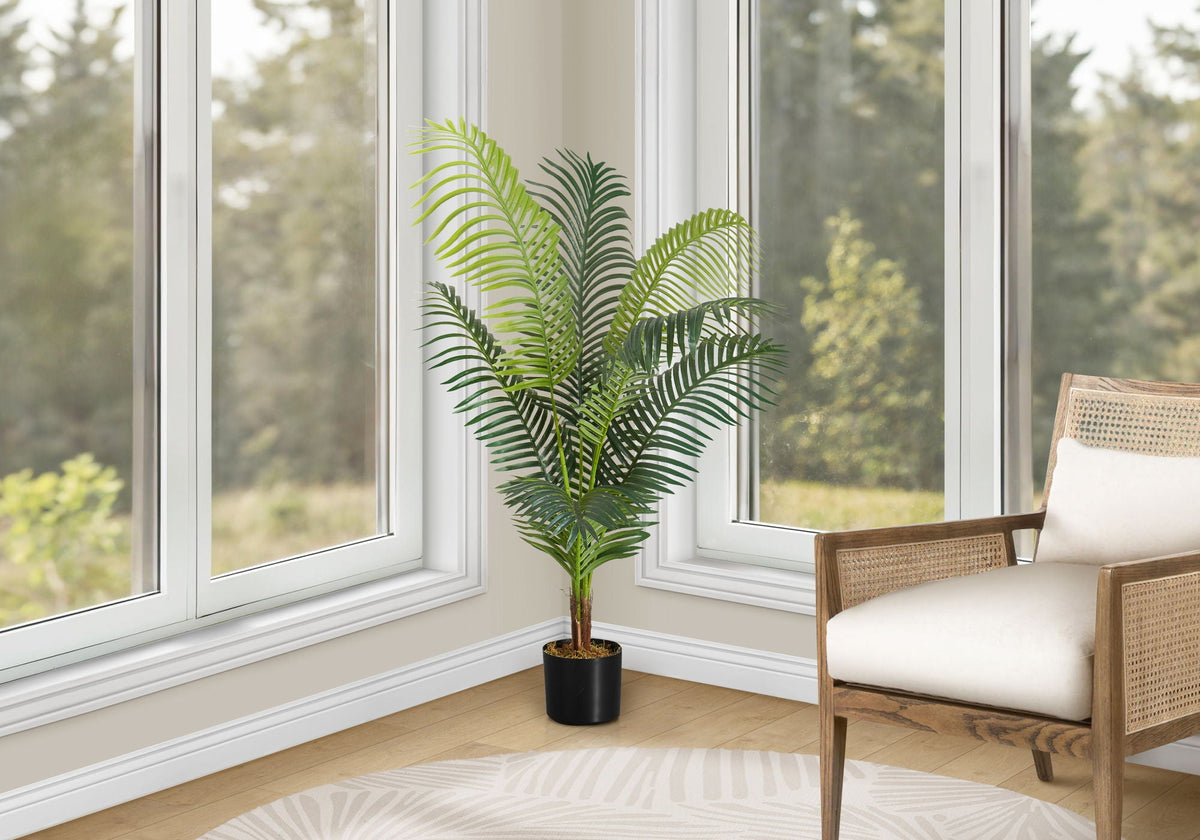 47" Tall, Artificial Plant, Palm Tree, Indoor, Faux, Fake, Floor, Greenery, Potted, Real Touch, Decorative - Green / Black - Best Buy Furniture