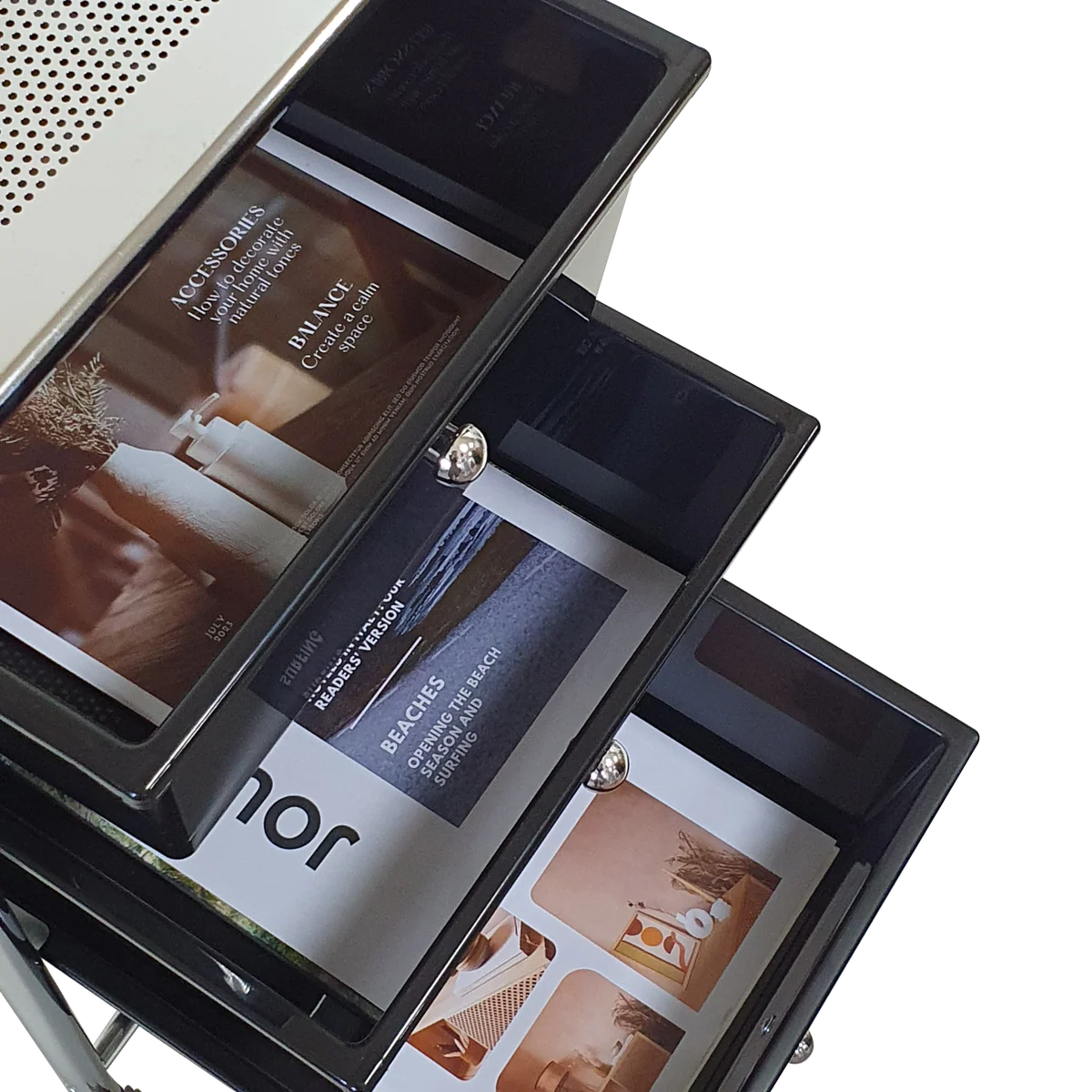 Rolling Storage Cart and Organizer with Plastic Drawers