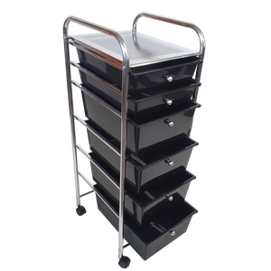 Rolling Storage Cart and Organizer with Plastic Drawers