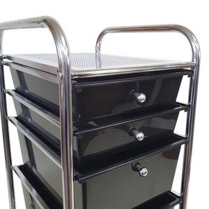 Rolling Storage Cart and Organizer with Plastic Drawers