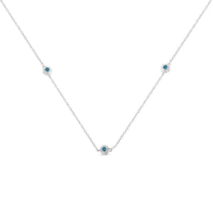 Sterling Silver Treated Blue Color Diamond Station Necklace (1/2 cttw, Blue Color, I2-I3 Clarity)
