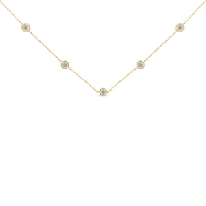 Yellow Color Plated Sterling Silver Diamond Station Necklace (1/2 cttw, K-L Color, I2-I3 Clarity)