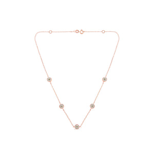 Yellow Color Plated Sterling Silver Diamond Station Necklace (1/2 cttw, K-L Color, I2-I3 Clarity)