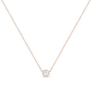 .925 Sterling Silver 1/2 Cttw Diamond Bezel 18" Pendant Necklace (I-J Color, I2-I3 Clarity)