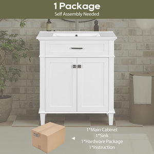 Bathroom Vanity With Ceramic Basin, Soft Close Door And Adjustable Shelves