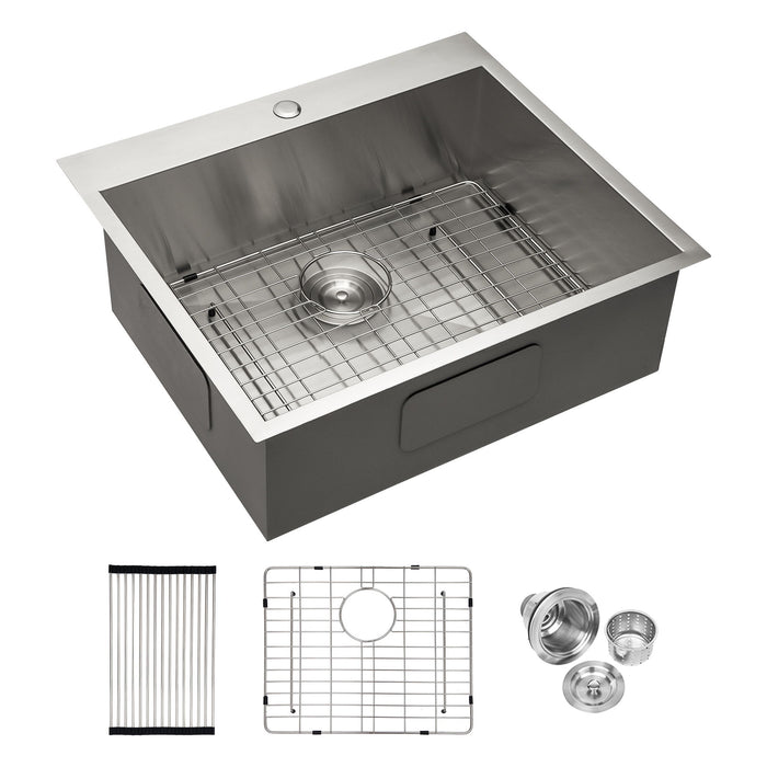 Stainless Steel Drop In Kitchen Sink with Silencer Pad - Gray