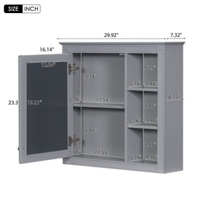 Bathroom Vanity With Medicine Cabinet, Royal Mirror Cabinet, Modern Bathroom Storage Cabinet With 2 Soft Closing Doors And 4 Drawers