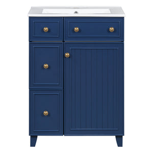 Transitional Style Bathroom Vanity Cabinet With Ceramic Sink