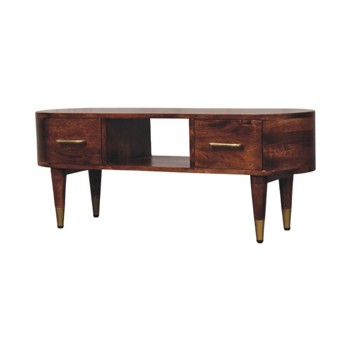 Solid Wood Two-Drawer Open-Slot Media Unit