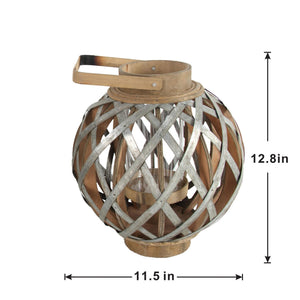 Decorative Lantern With Handle, Wooden Lantern For Indoor Outdoor, Home Garden, Wedding - Silver