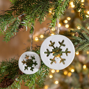 White Wood Snowflake Cut-Out Ornament (Set of 12)
